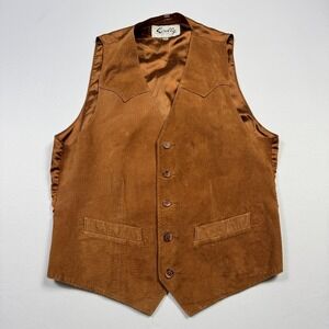 Scully Suede Leather‎ Vest Mens 40 Brown Western Cowboy Lined Pockets Button Up